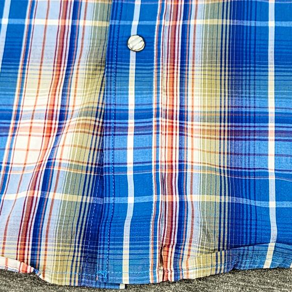 Panhandle Pearl Snap Shirt sz M Men Plaid Blue Red USA Texas Western Cowboy - Picture 10 of 11